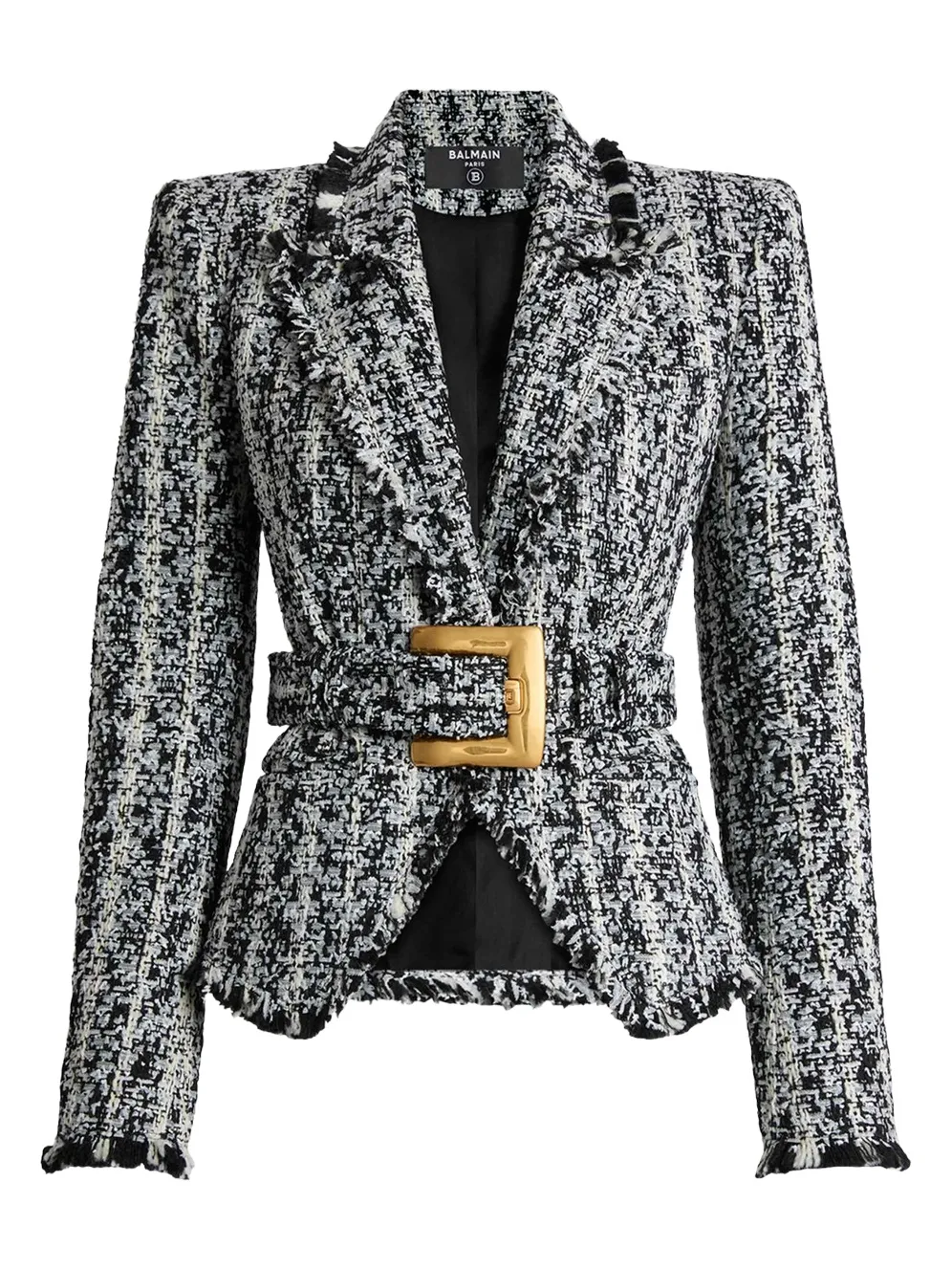 Two-tone tweed belted jacket Two-tone tweed belted jacket