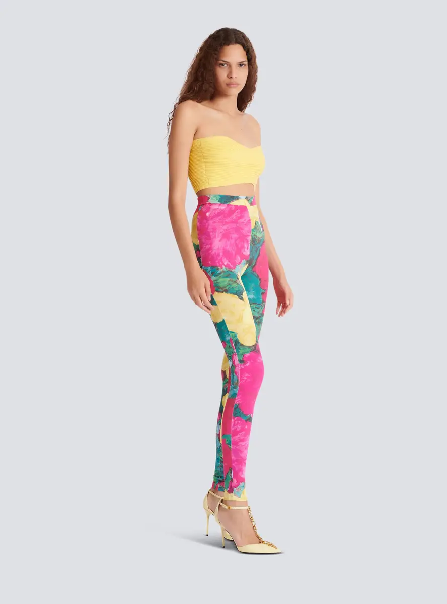 Balmain Jersey leggings with roses print | Thumbnail 3