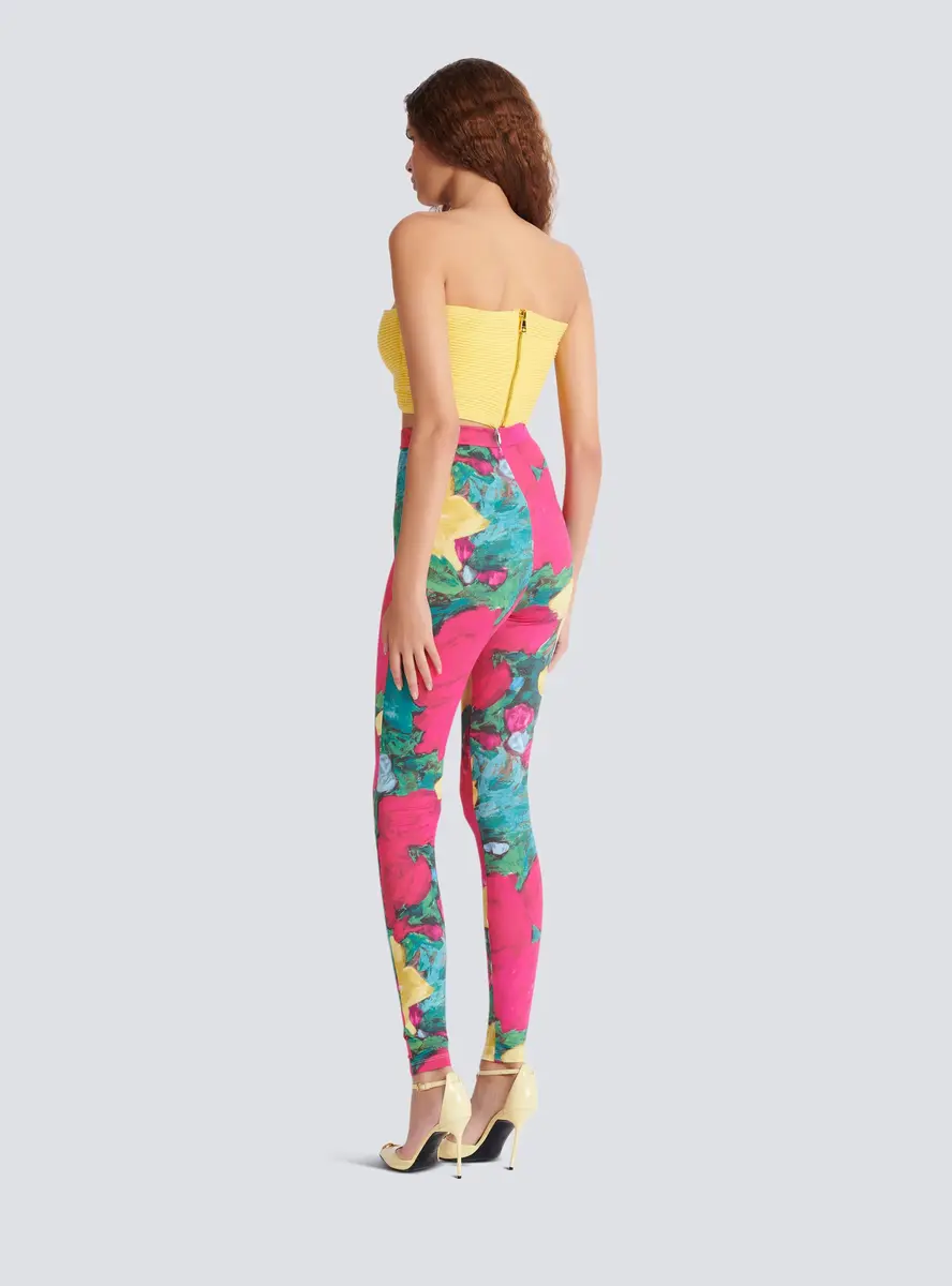Balmain Jersey leggings with roses print | Thumbnail 4