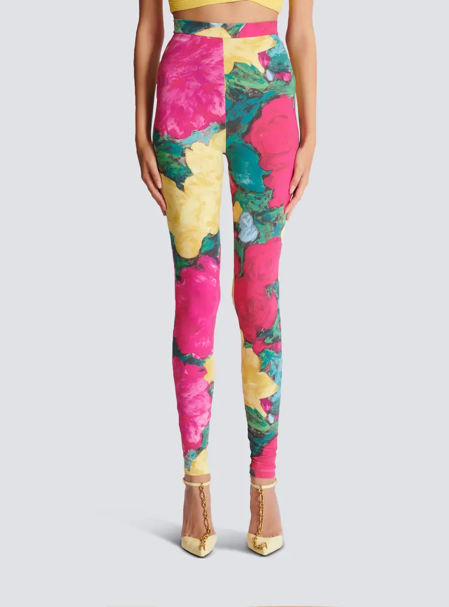 Balmain Jersey leggings with roses print | Thumbnail 7