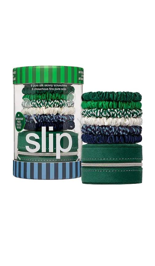 Slip Pure Silk Skinny Scrunchies Set Of 6 With a Pouch | Image 1 Slip Pure Silk Skinny Scrunchies Set Of 6 With a Pouch | Image 1
