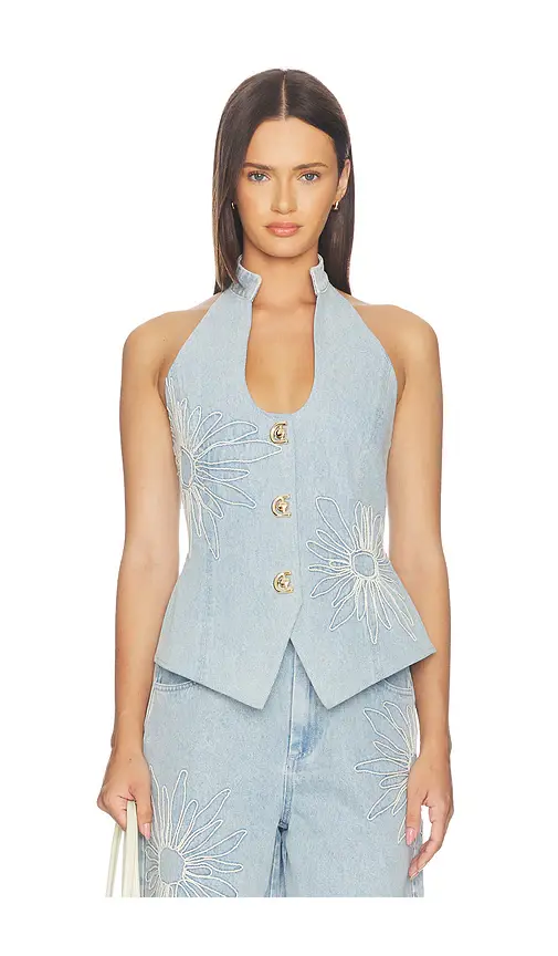 The Wolf Gang Amana Denim Vest | Image 1 The Wolf Gang Amana Denim Vest | Image 1