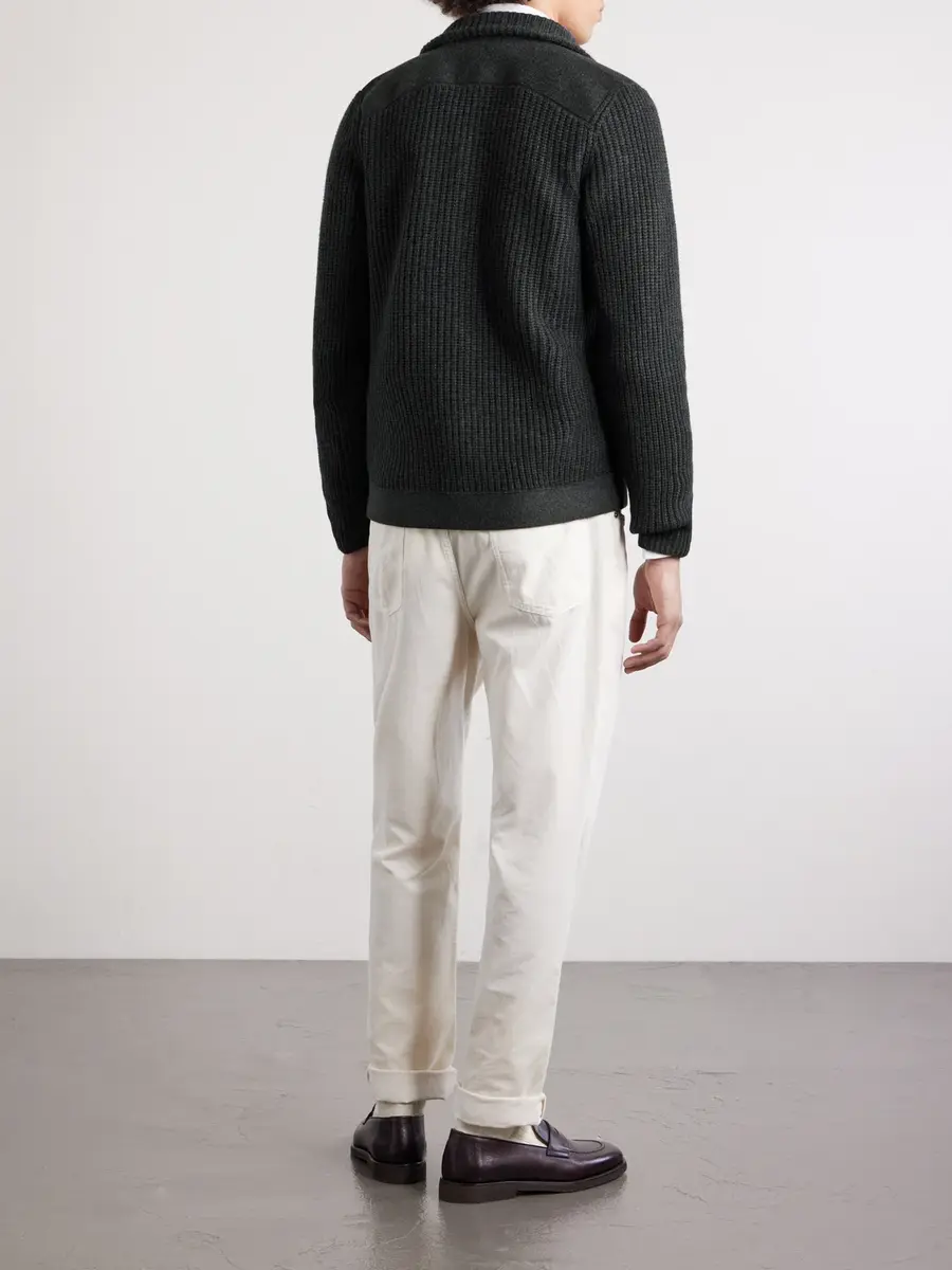 Brunello Cucinelli Double-Breasted Ribbed Cashmere Cardigan - Men | Thumbnail 4