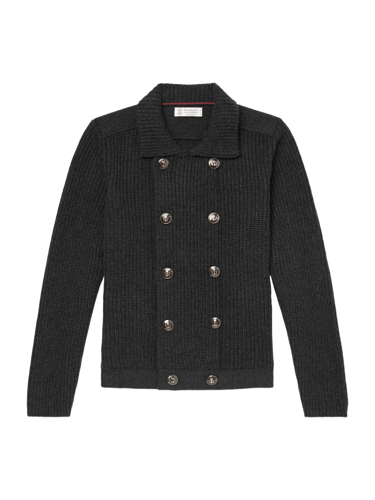 Double-Breasted Ribbed Cashmere Cardigan - Men Double-Breasted Ribbed Cashmere Cardigan - Men