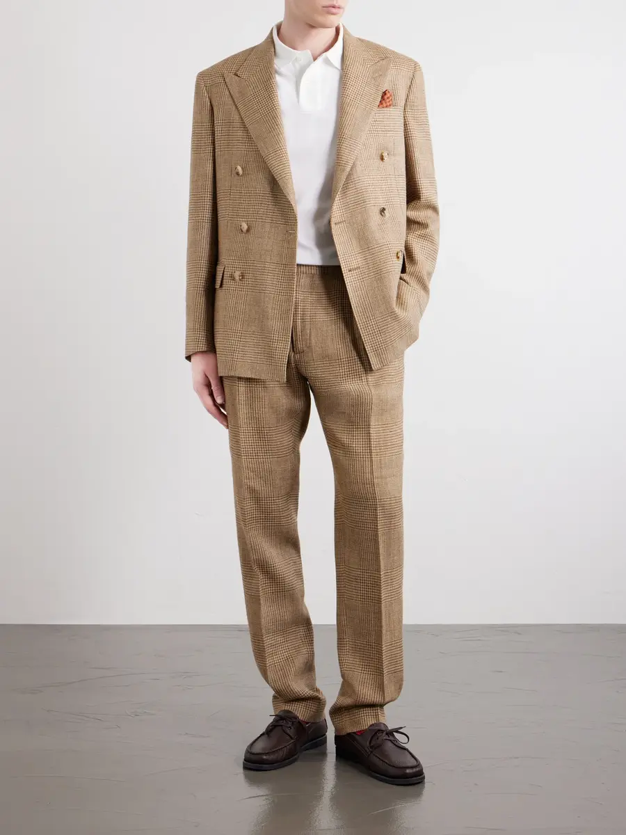 Polo Ralph Lauren Double-Breasted Houndstooth Silk, Linen and Wool-Blend Suit Jacket - Men | Thumbnail 2