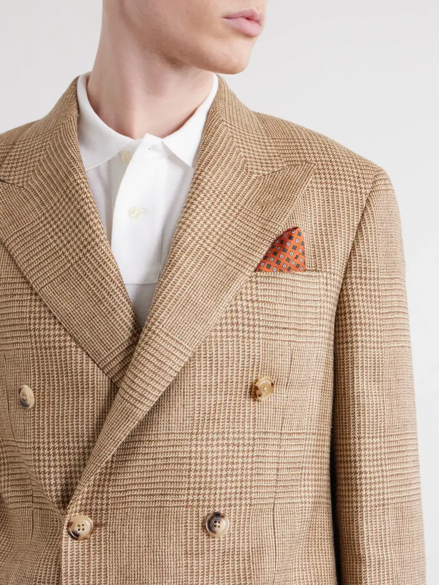 Polo Ralph Lauren Double-Breasted Houndstooth Silk, Linen and Wool-Blend Suit Jacket - Men | Thumbnail 5