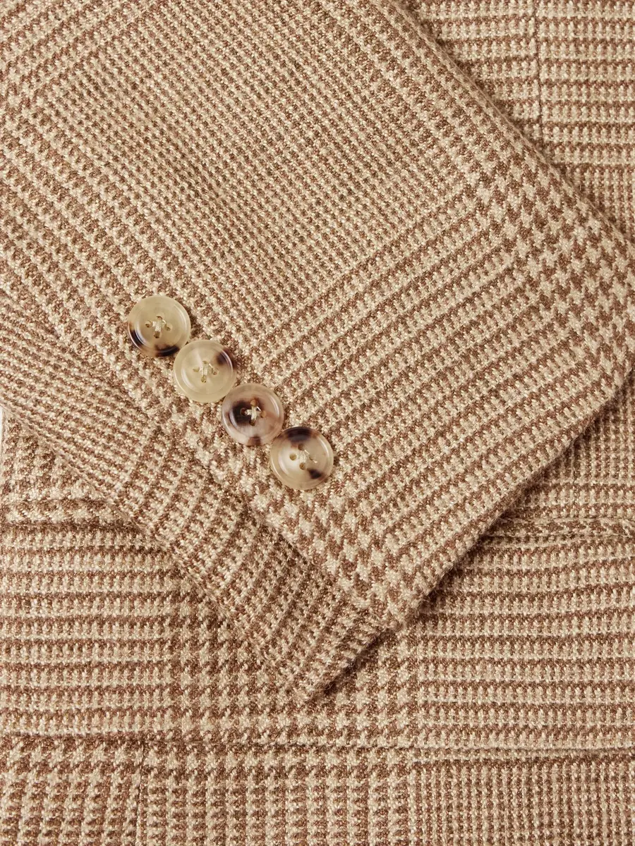 Polo Ralph Lauren Double-Breasted Houndstooth Silk, Linen and Wool-Blend Suit Jacket - Men | Thumbnail 6