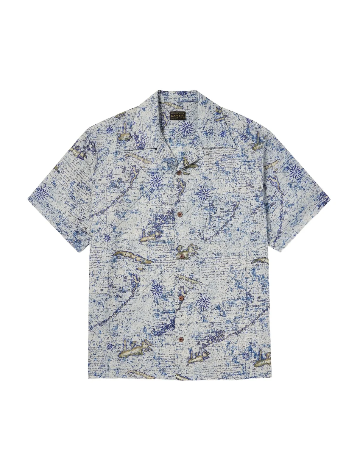 KAPITAL Key West Camp-Collar Printed Linen Shirt - Men