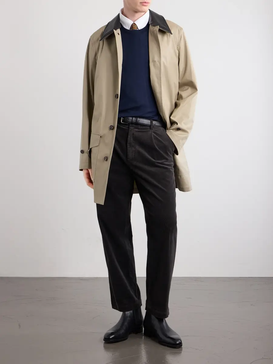 Burberry Leather-Trimmed Cotton-Gabardine Trench Coat - Men | Thumbnail 2 Burberry Leather-Trimmed Cotton-Gabardine Trench Coat - Men | Thumbnail 2