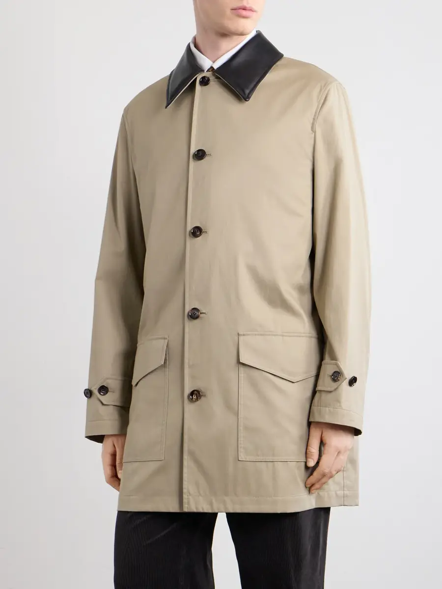 Burberry Leather-Trimmed Cotton-Gabardine Trench Coat - Men | Thumbnail 3 Burberry Leather-Trimmed Cotton-Gabardine Trench Coat - Men | Thumbnail 3