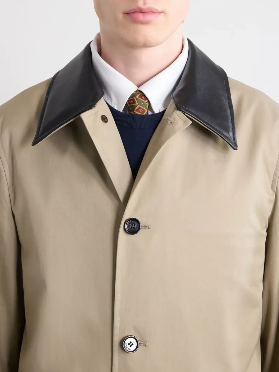 Burberry Leather-Trimmed Cotton-Gabardine Trench Coat - Men | Thumbnail 5 Burberry Leather-Trimmed Cotton-Gabardine Trench Coat - Men | Thumbnail 5