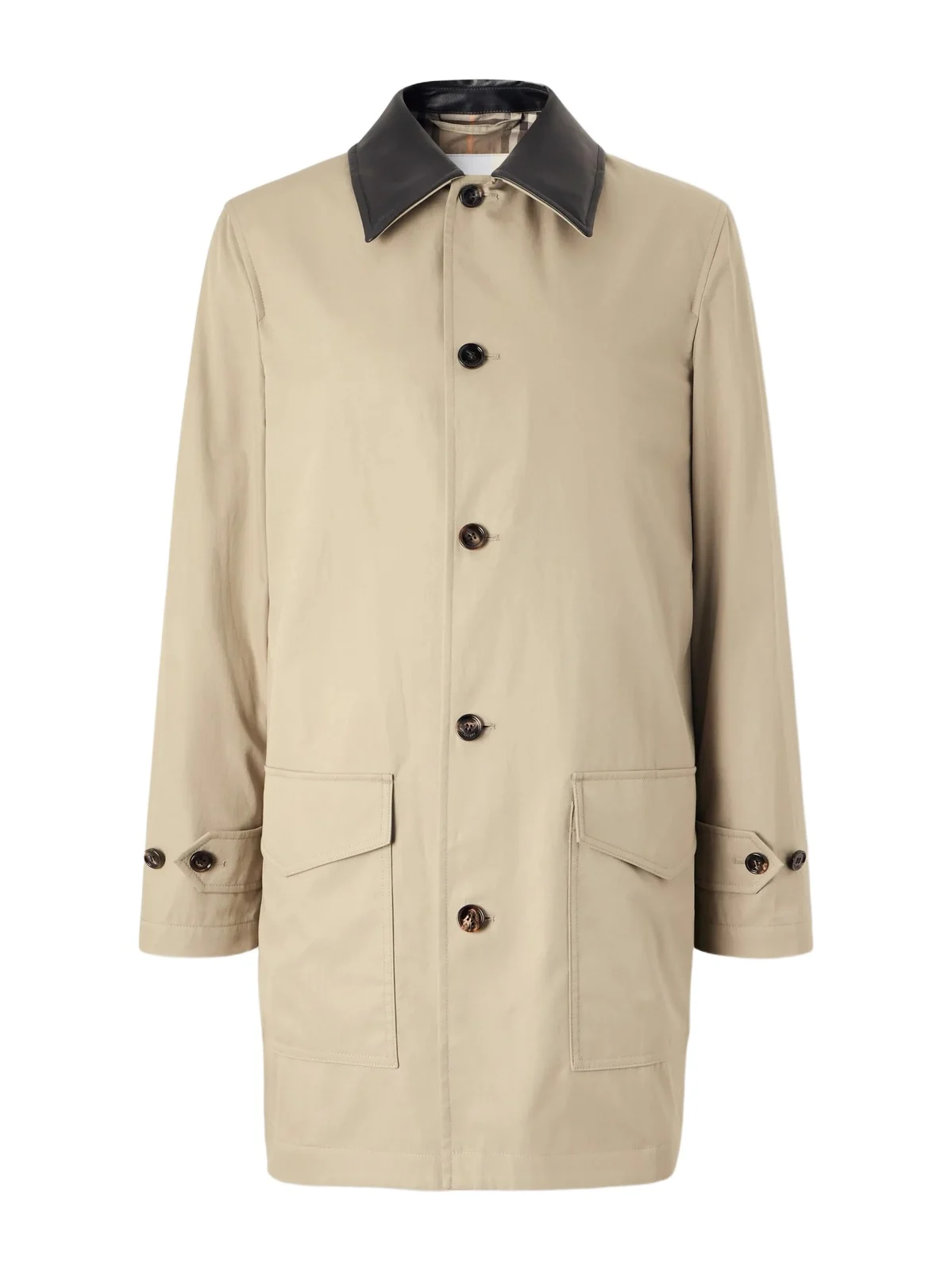 Burberry Leather-Trimmed Cotton-Gabardine Trench Coat - Men