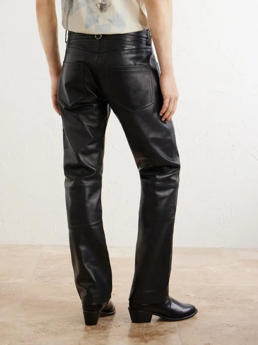 Enfants Riches Déprimés Moto Fly Straight-Leg Embellished Leather Trousers - Men | Thumbnail 4