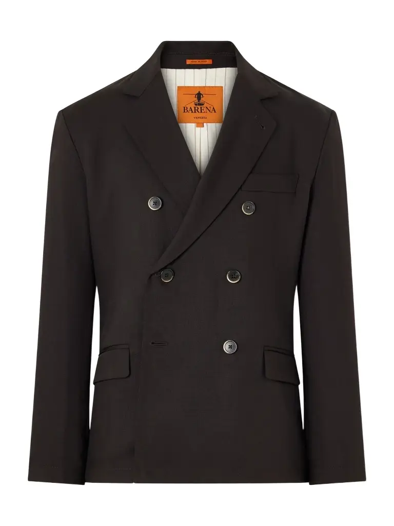 Double-Breasted Virgin Wool-Gabardine Blazer - Men Double-Breasted Virgin Wool-Gabardine Blazer - Men