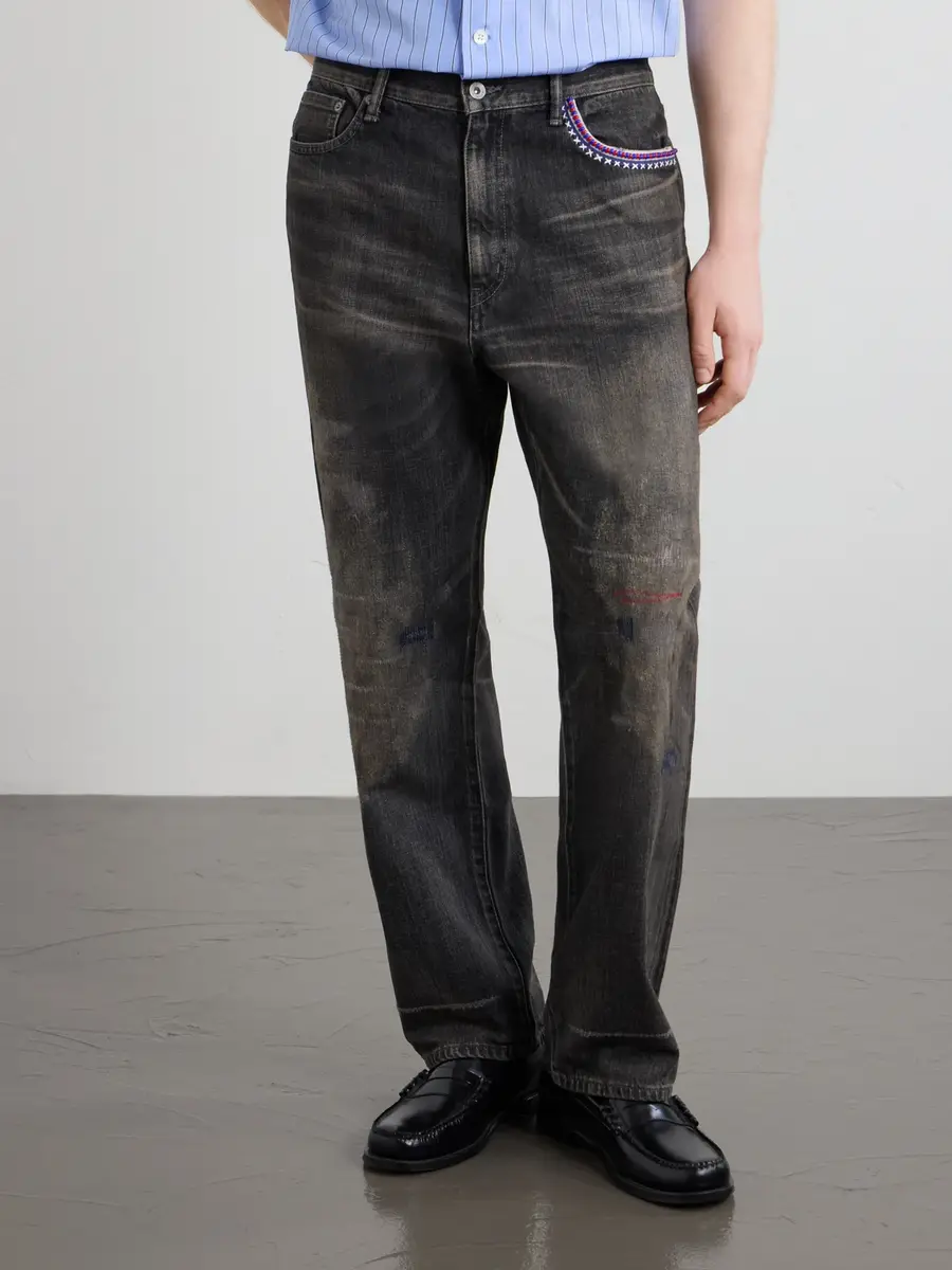 Neighborhood Savage Straight -Leg Bead-Embellished Distressed Jeans - Men | Thumbnail 3