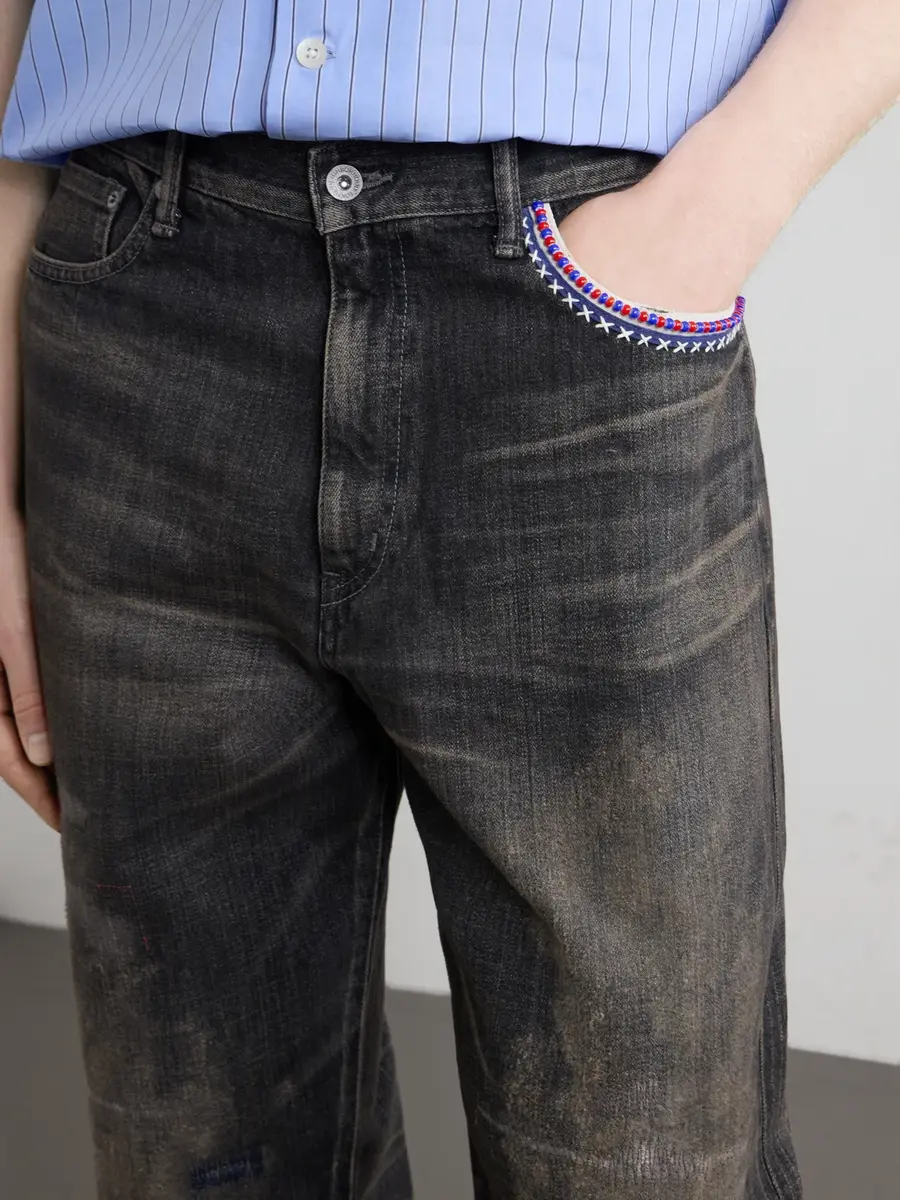 Neighborhood Savage Straight -Leg Bead-Embellished Distressed Jeans - Men | Thumbnail 5