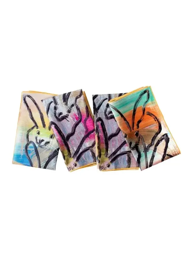 Hunt Slonem Lucky Bunny Cotton Dinner Napkin