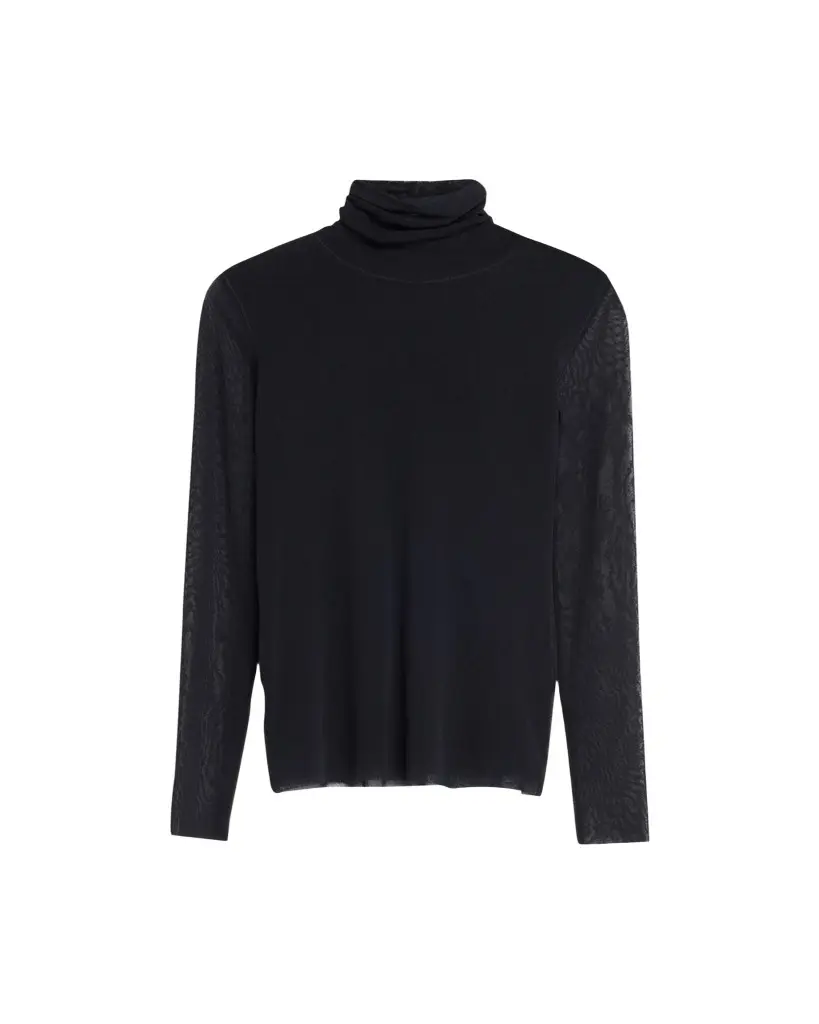 Fuzzi Long-Sleeve Turtleneck Tulle Blouse | Image 1 Fuzzi Long-Sleeve Turtleneck Tulle Blouse | Image 1