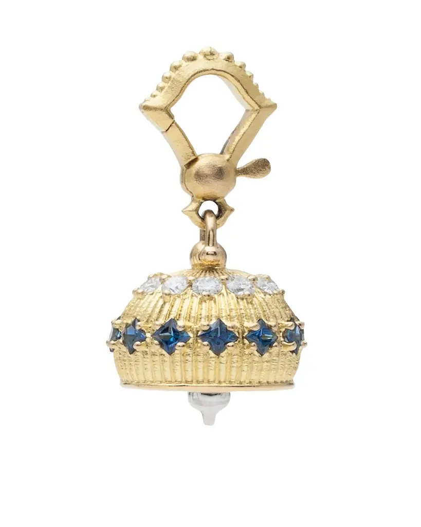 18k Sapphire and Diamond #2 Meditation Bell Pendant 18k Sapphire and Diamond #2 Meditation Bell Pendant