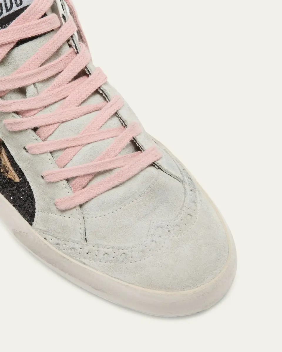 Golden Goose Mid Star Glitter Leopard Wing-Tip Sneakers | Thumbnail 3