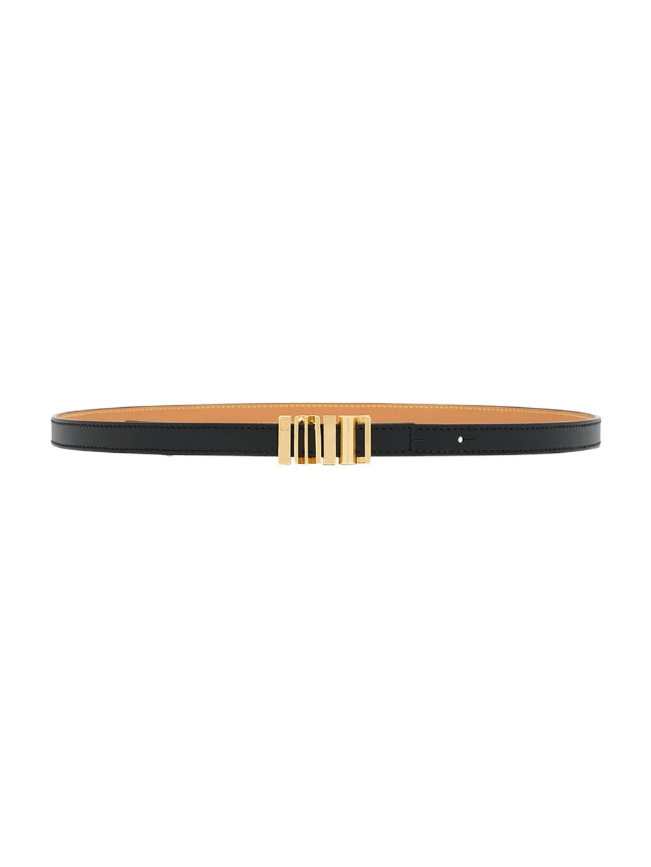Loewe Graphic Buckle Leather Skinny Belt