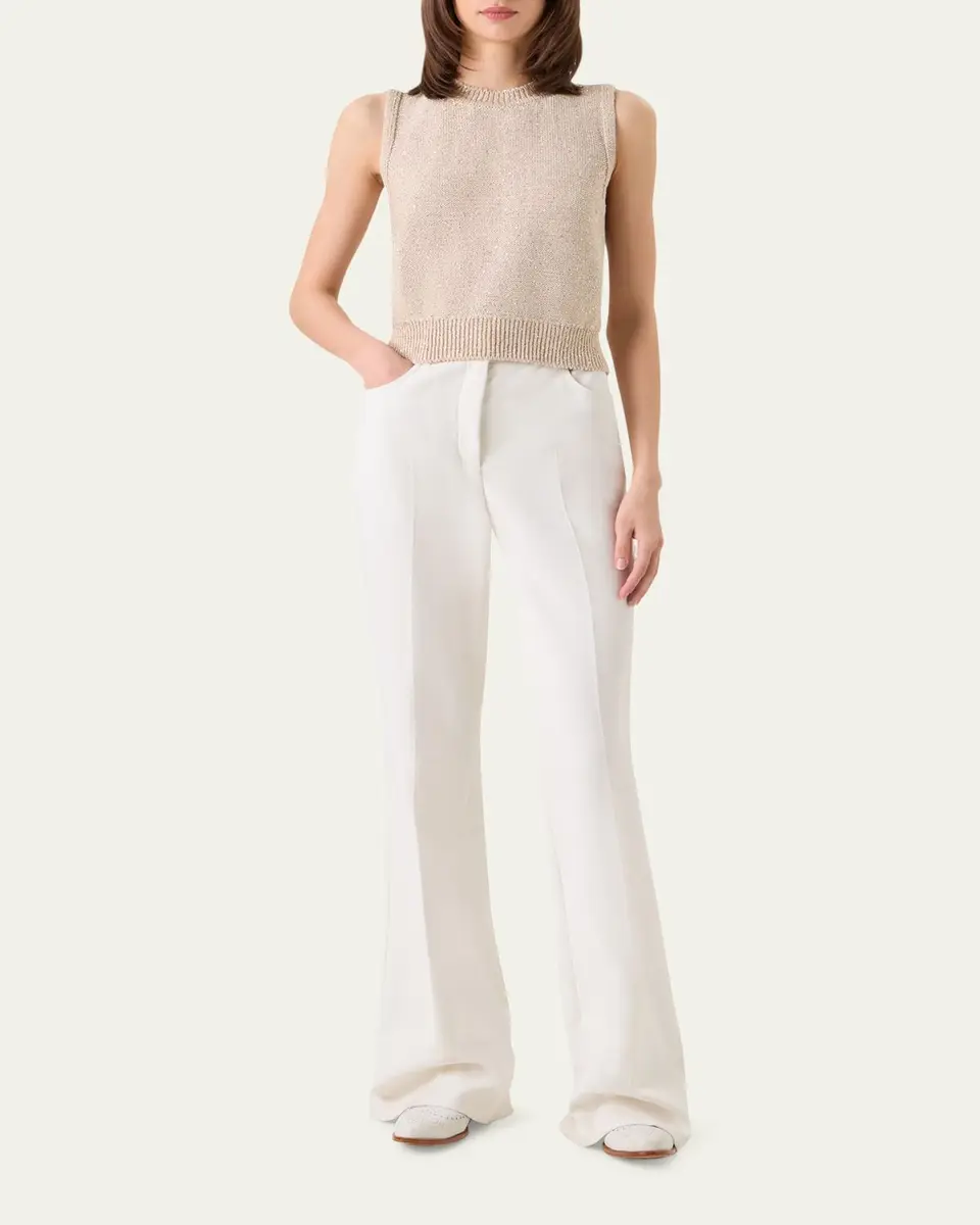 Akris Linen-Cotton Micro Sequin Sleeveless Knit Top | Thumbnail 2 Akris Linen-Cotton Micro Sequin Sleeveless Knit Top | Thumbnail 2