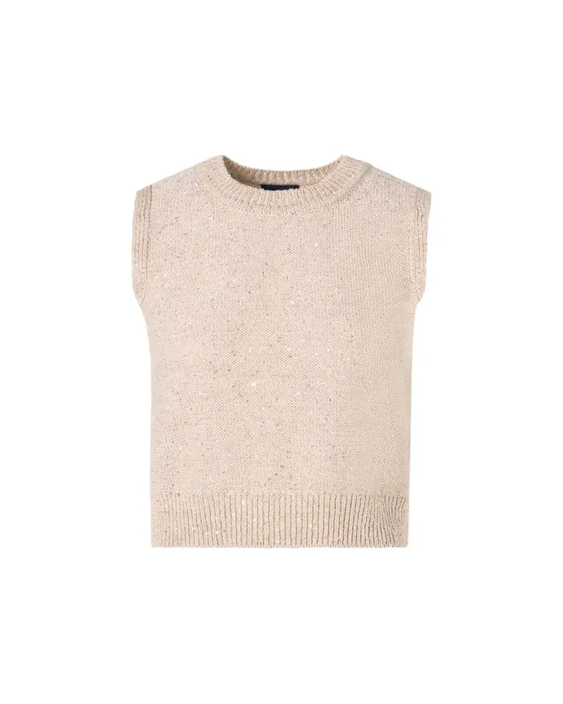 Akris Linen-Cotton Micro Sequin Sleeveless Knit Top | Image 1 Akris Linen-Cotton Micro Sequin Sleeveless Knit Top | Image 1