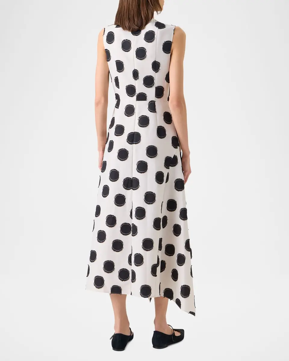 Akris punto Sleeveless Fringed Polka-Dot Jacquard Midi Dress | Thumbnail 3 Akris punto Sleeveless Fringed Polka-Dot Jacquard Midi Dress | Thumbnail 3