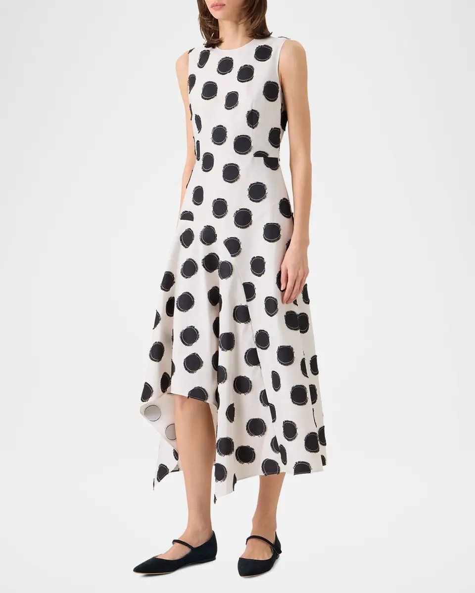 Akris punto Sleeveless Fringed Polka-Dot Jacquard Midi Dress | Thumbnail 4 Akris punto Sleeveless Fringed Polka-Dot Jacquard Midi Dress | Thumbnail 4