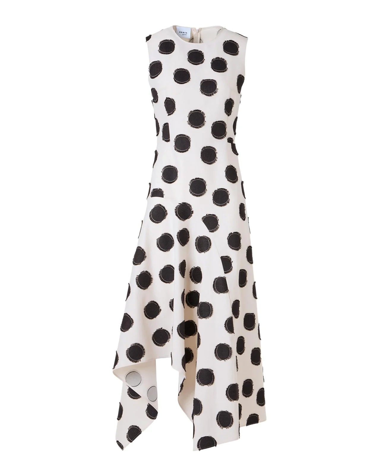 Sleeveless Fringed Polka-Dot Jacquard Midi Dress Sleeveless Fringed Polka-Dot Jacquard Midi Dress