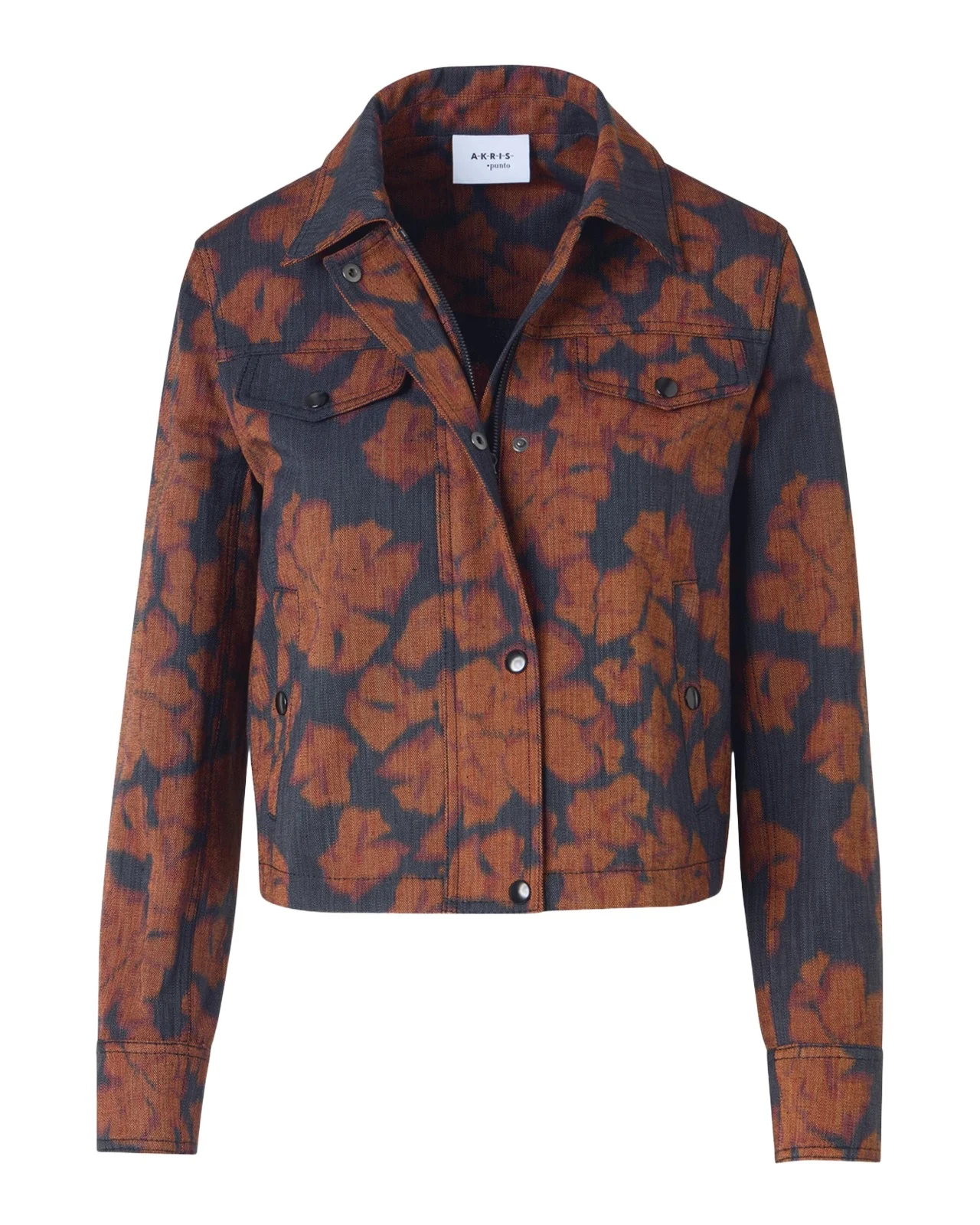 Ikat Flower Motorbike Jacket in Cotton Canvas
