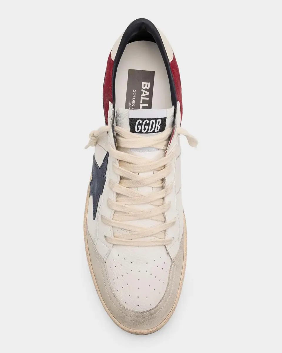 Golden Goose Men's Ballstar Leather and Suede Low-Top Sneakers | Thumbnail 4 Golden Goose Men's Ballstar Leather and Suede Low-Top Sneakers | Thumbnail 4