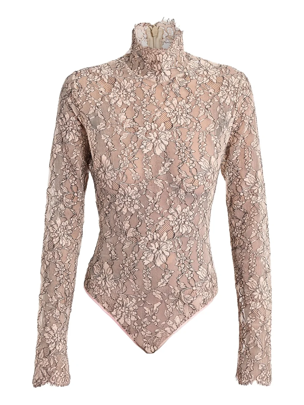 Mock-Neck Lace Jersey Long-Sleeve Bodysuit Mock-Neck Lace Jersey Long-Sleeve Bodysuit