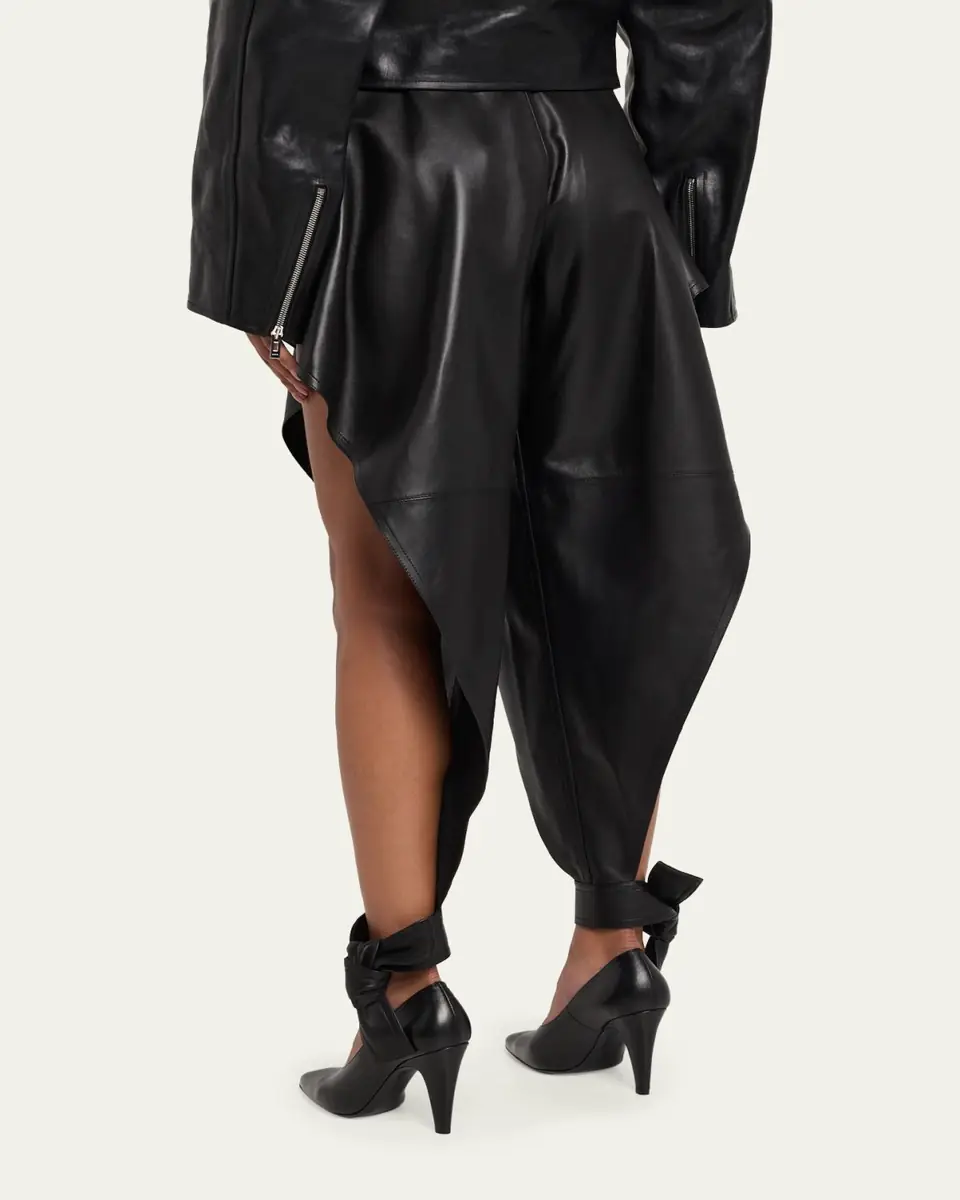 Alaïa Leather Pointed Ruffle Ankle-Tie Pants | Thumbnail 3 Alaïa Leather Pointed Ruffle Ankle-Tie Pants | Thumbnail 3
