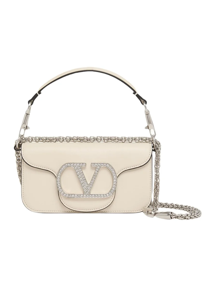 Loco Crystal VLogo Leather Shoulder Bag