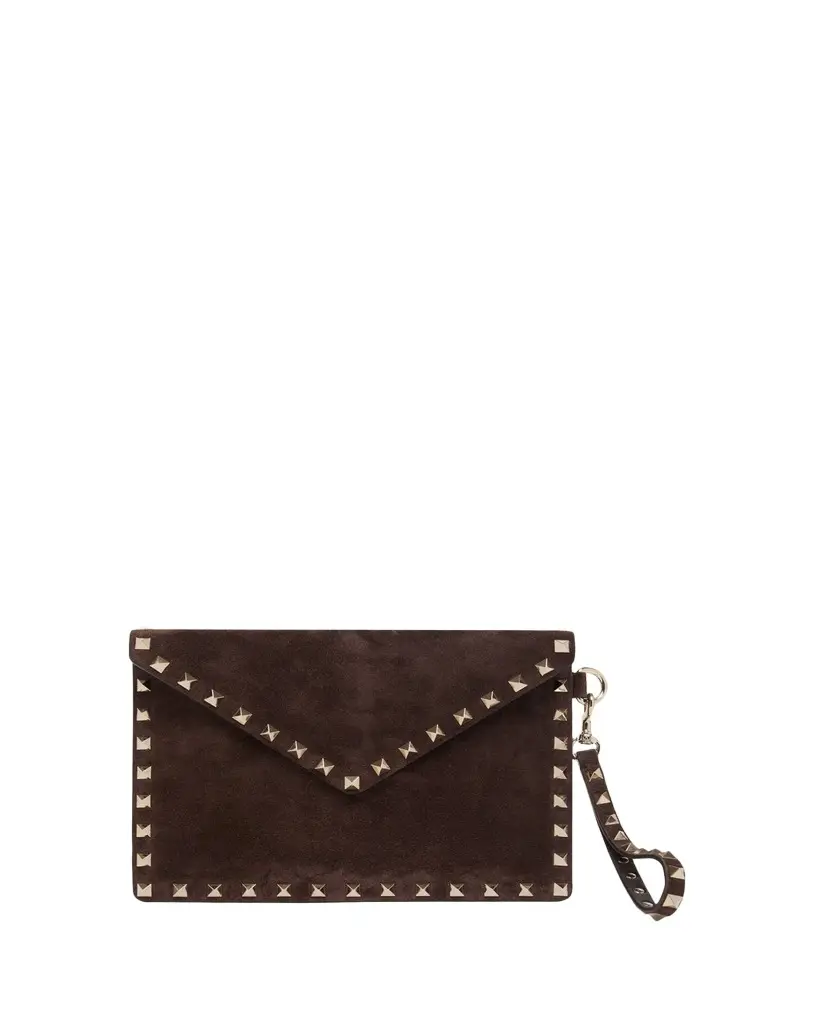 Valentino Garavani Rockstud Suede Wristlet Pouch Bag | Image 1 Valentino Garavani Rockstud Suede Wristlet Pouch Bag | Image 1