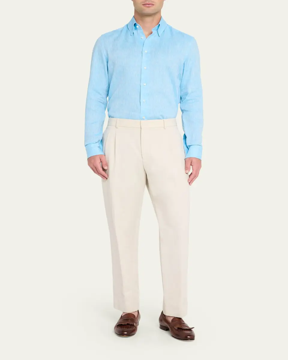 Bergdorf Goodman Men's Heathered Cotton Button-Down Shirt | Thumbnail 2 Bergdorf Goodman Men's Heathered Cotton Button-Down Shirt | Thumbnail 2