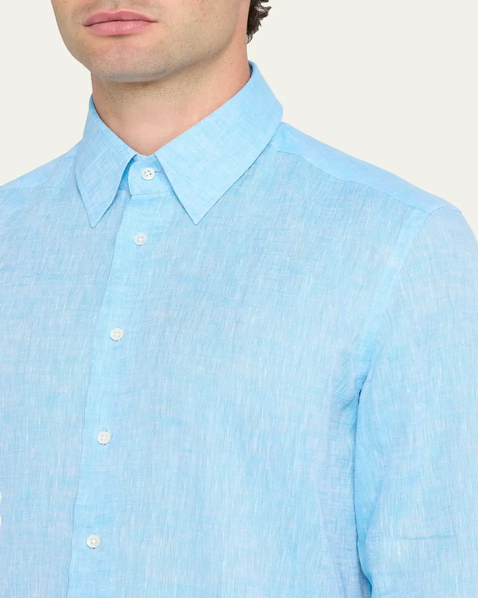 Bergdorf Goodman Men's Heathered Cotton Button-Down Shirt | Thumbnail 5 Bergdorf Goodman Men's Heathered Cotton Button-Down Shirt | Thumbnail 5