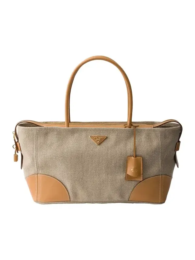 Large Linen & Leather Tote Bag Large Linen & Leather Tote Bag