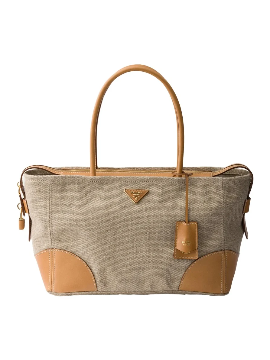 Large Linen & Leather Tote Bag Large Linen & Leather Tote Bag