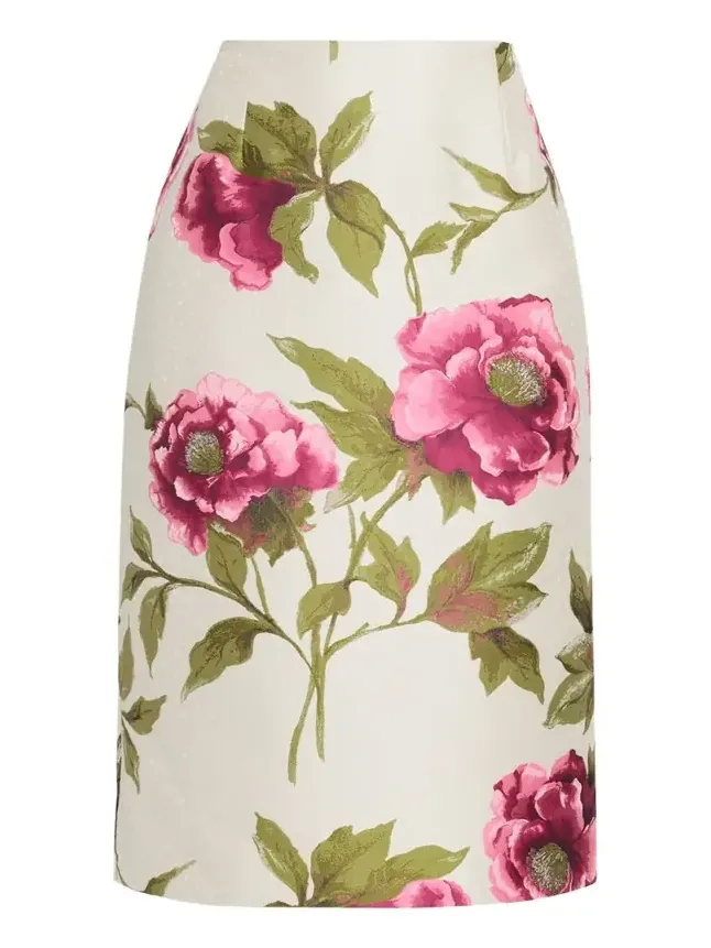 Floral Jacquard Midi Pencil Skirt Floral Jacquard Midi Pencil Skirt