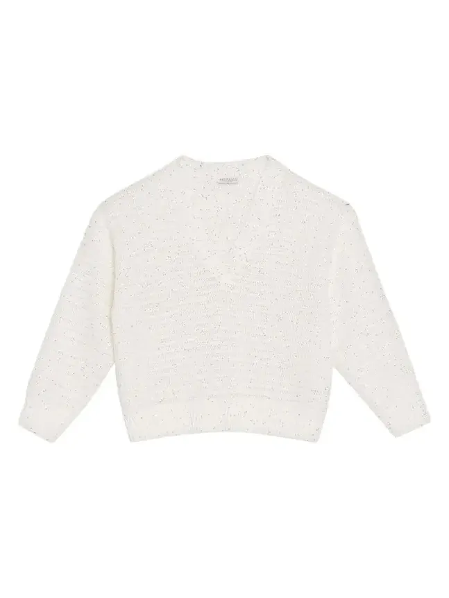 Linen-Blend Sequin V-Neck Sweater Linen-Blend Sequin V-Neck Sweater