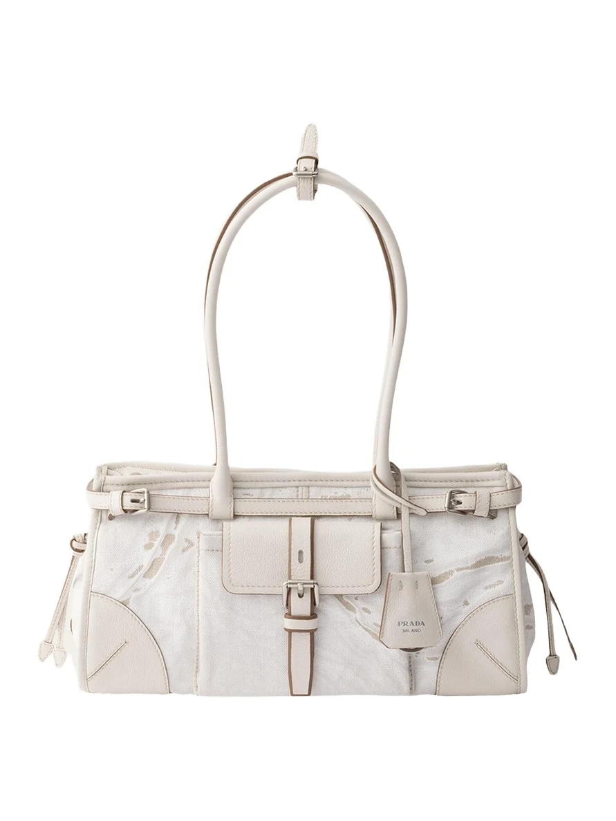 Bonnie Medium Printed Linen & Leather Shoulder Bag Bonnie Medium Printed Linen & Leather Shoulder Bag