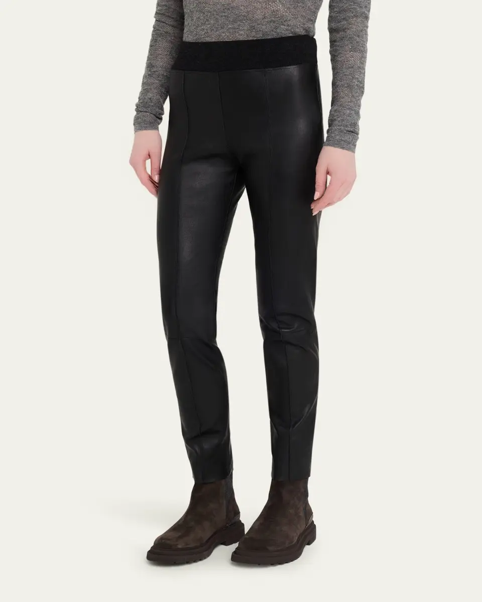 Brunello Cucinelli Leather Ankle Pants | Thumbnail 4 Brunello Cucinelli Leather Ankle Pants | Thumbnail 4