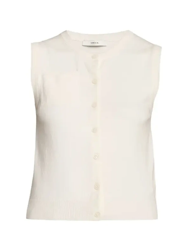 Sleeveless Patch Pocket Cardigan