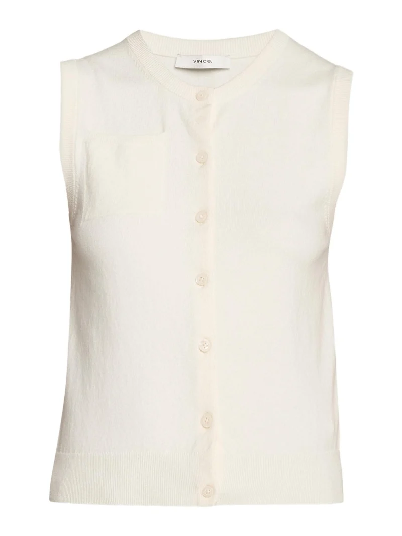 Sleeveless Patch Pocket Cardigan Sleeveless Patch Pocket Cardigan