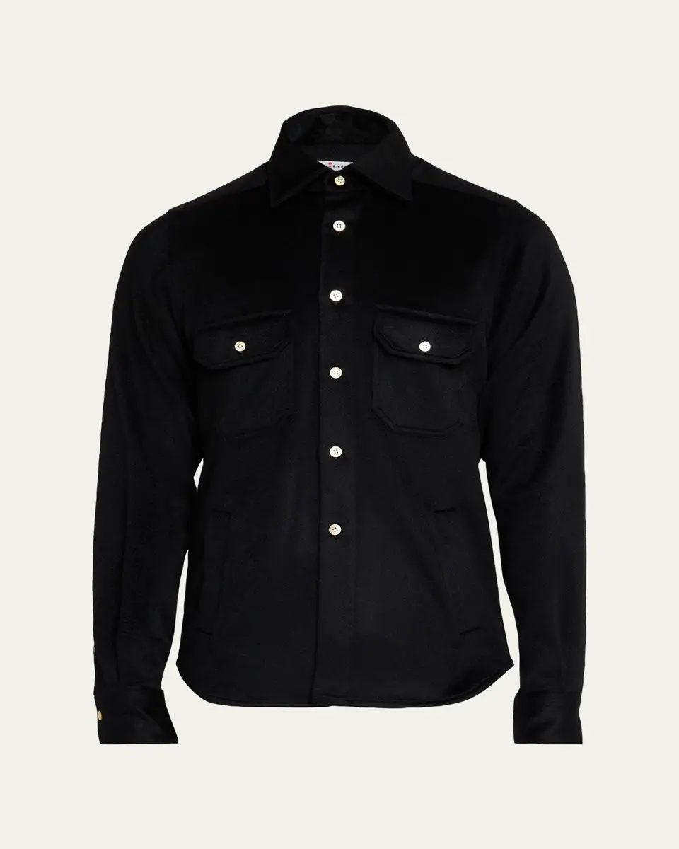 Kiton Men's Cashmere and Wool Flap-Pocket Overshirt | Thumbnail 6