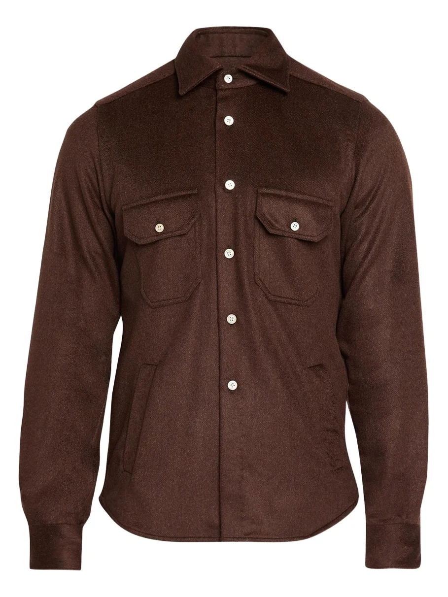 Men's Cashmere and Wool Flap-Pocket Overshirt