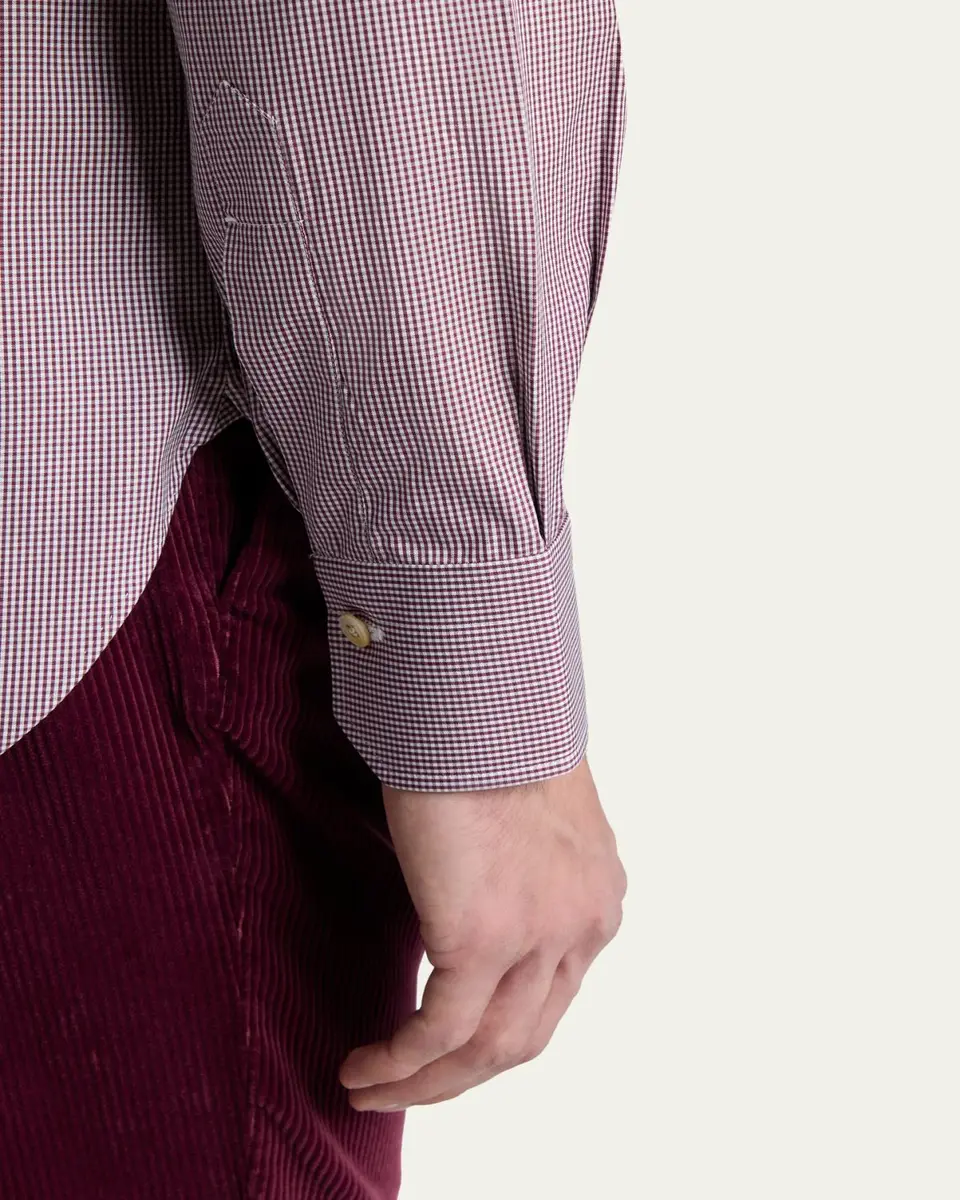 Kiton Men's Micro-Gingham Cotton Sport Shirt | Thumbnail 5 Kiton Men's Micro-Gingham Cotton Sport Shirt | Thumbnail 5