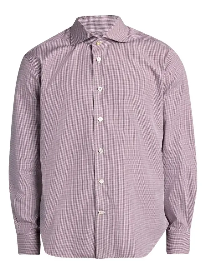 Kiton Men's Micro-Gingham Cotton Sport Shirt
